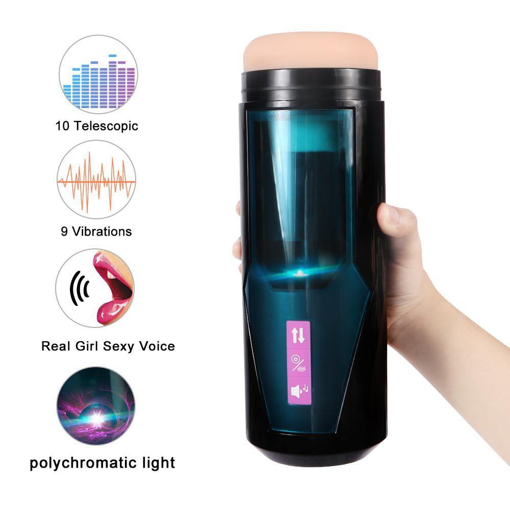 Male Masturbator Cup with 9 Vibration Modes Real Sexy Voice